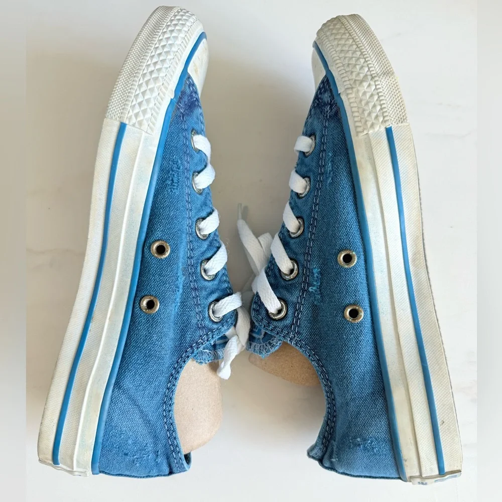 Converse Chuck Taylor All Star Low Canvas Distressed Jeans Sneakers Shoes Size 4